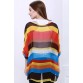 Trendsetter Colorful Stripe Print Asymmetric Batwing Sleeve Women s Summer Blouse66760